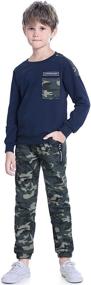 img 4 attached to 👕 Comfy Cotton Long Sleeve T-shirts and Camouflage Pants Set for Boys - Stylish Sweatsuits for Casual Outfits