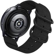 sankel compatible 20mm woven nylon band for samsung galaxy watch4 classic/active 2 - black logo