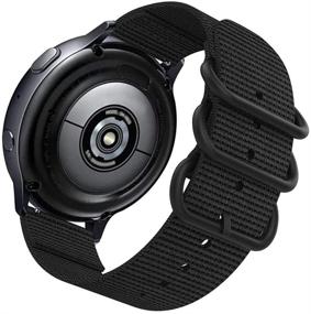 img 4 attached to Sankel Compatible 20mm Woven Nylon Band for Samsung Galaxy Watch4 Classic/Active 2 - Black