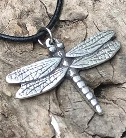 img 1 attached to 🐉 Pewter Dragonfly Fairy Faerie Fey Pendant on Leather Necklace by Trilogy Jewelry
