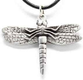 img 3 attached to 🐉 Pewter Dragonfly Fairy Faerie Fey Pendant on Leather Necklace by Trilogy Jewelry