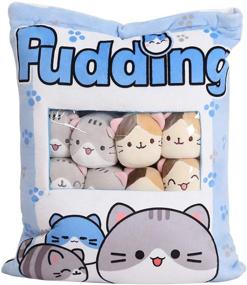 img 4 attached to 🐱 Cute Blue Kitten Plush Pillow Throw Pillow with Removable Stuffed Animal Toy - Creative Gifts for Girls