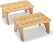 🪜 2 pack p&bexc bamboo step stool for adults and kids - portable bedside step stool with solid wood - supports up to 300lbs - skid proof - no assembly required - ideal for high bed, kitchen, bathroom logo