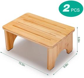 img 3 attached to 🪜 2 Pack P&BEXC Bamboo Step Stool for Adults and Kids - Portable Bedside Step Stool with Solid Wood - Supports up to 300lbs - Skid Proof - No Assembly Required - Ideal for High Bed, Kitchen, Bathroom