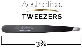 img 1 attached to Precision Slant Tip Tweezers for Eyebrows & Unwanted Hair - Aesthetica Pro-Series Angled Stainless Steel Tweezers