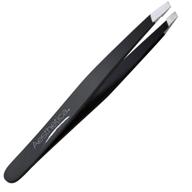 precision slant tip tweezers for eyebrows & unwanted hair - aesthetica pro-series angled stainless steel tweezers logo