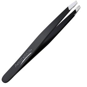 img 4 attached to Precision Slant Tip Tweezers for Eyebrows & Unwanted Hair - Aesthetica Pro-Series Angled Stainless Steel Tweezers