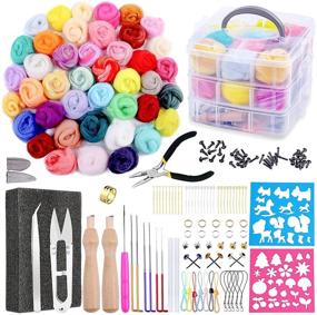 img 4 attached to LMZAY 152-Piece Needle Felting Kit - Includes 42 Colors Wool Roving Set, 🧶 Needle Felting Wool along with Tools, Foam Mat - Ideal for Felting Craft Creations