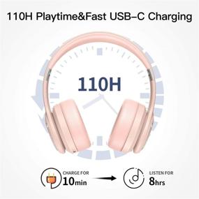 img 3 attached to 🎧 Picun 110-Hour Playtime Wireless Over Ear Headphones, Touch Control Bluetooth Headphones with HD Mic, USB-C Charging, Foldable Stereo Bluetooth 5.0 Headset, TF Mode for Phone PC Women Girls - Rose Gold