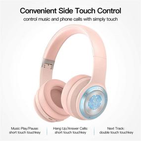 img 2 attached to 🎧 Picun 110-Hour Playtime Wireless Over Ear Headphones, Touch Control Bluetooth Headphones with HD Mic, USB-C Charging, Foldable Stereo Bluetooth 5.0 Headset, TF Mode for Phone PC Women Girls - Rose Gold