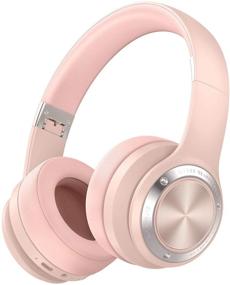 img 4 attached to 🎧 Picun 110-Hour Playtime Wireless Over Ear Headphones, Touch Control Bluetooth Headphones with HD Mic, USB-C Charging, Foldable Stereo Bluetooth 5.0 Headset, TF Mode for Phone PC Women Girls - Rose Gold