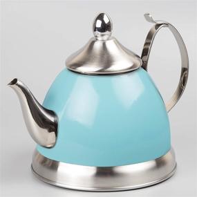img 2 attached to 🍵 Nobili-Tea Stainless Steel Tea Kettle with Removable Infuser Basket, Aqua Sky, Creative Home 1.0 Qt.
