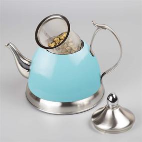 img 1 attached to 🍵 Nobili-Tea Stainless Steel Tea Kettle with Removable Infuser Basket, Aqua Sky, Creative Home 1.0 Qt.