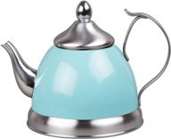 🍵 nobili-tea stainless steel tea kettle with removable infuser basket, aqua sky, creative home 1.0 qt. logo