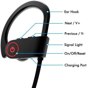 img 1 attached to Беспроводные наушники U8 с Bluetooth на ошейнике: спортивные наушники с крючками для ушей, защита от пота, шумоподавление, микрофон, стереонаушники - идеально подходят для спорта и тренировок (черный)