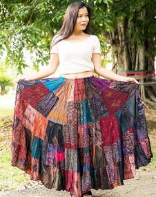 img 2 attached to 💃 Unique Tiered Long Patchwork Skirt Gypsy Boho Multi Colored 100% Silky Rayon for Enhanced SEO