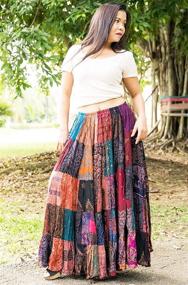img 3 attached to 💃 Unique Tiered Long Patchwork Skirt Gypsy Boho Multi Colored 100% Silky Rayon for Enhanced SEO