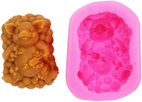 img 1 attached to Longzang S405 Pink Art Silicone Soap Craft DIY Handmade Candle Molds - Bathing Pig Cake Mould