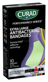 img 4 attached to 🩹 Curad Ironman XL Antibacterial Bandages: Extreme Hold Fabric Bandages, 10 Count with CURIM5018 Performance Series