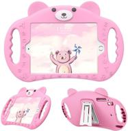 👧 pzoz ipad kids case - compatible for ipad 9th gen 2021 / 8th gen 2020 / 7th gen 2019 (10.2") - shockproof silicone handle stand - heavy duty protective cover for boys and girls - pink logo
