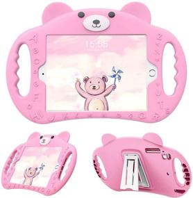 img 4 attached to 👧 PZOZ iPad Kids Case - Compatible for iPad 9th Gen 2021 / 8th Gen 2020 / 7th Gen 2019 (10.2") - Shockproof Silicone Handle Stand - Heavy Duty Protective Cover for Boys and Girls - Pink