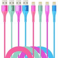 xnewcable 4pack iphone charger lightning cable - сертифицированный длинный быстрозарядный кабель для iphone 11pro max, xs, xr, x, 8, 7, 6s, 6 plus, se - 1/3/3/6ft - красный+зеленый фиолетовый синий логотип