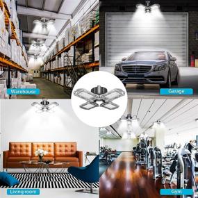 img 1 attached to 💡 Deformable LED Garage Lights 120W, Upgraded Adjustable 4 Panel E26 LED Garage Ceiling Light with Holder, 50000 Hours Lifespan, 6000-6500K, 360° Area LED Lighting for Shop, Barn, Warehouse & Commercial