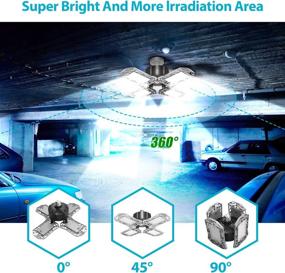img 2 attached to 💡 Deformable LED Garage Lights 120W, Upgraded Adjustable 4 Panel E26 LED Garage Ceiling Light with Holder, 50000 Hours Lifespan, 6000-6500K, 360° Area LED Lighting for Shop, Barn, Warehouse & Commercial