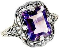 💍 aimys large purple natural 3.5ct tanzanite sterling silver women's ring - wedding engagement band with 925 silver, aaa cz logo