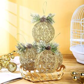 img 1 attached to 🎄 Exquisite Gold Pinecone Rattan Christmas Ball Ornaments - Set of 4 for Xmas Trees, Weddings, and Parties