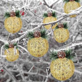 img 2 attached to 🎄 Exquisite Gold Pinecone Rattan Christmas Ball Ornaments - Set of 4 for Xmas Trees, Weddings, and Parties