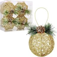 🎄 exquisite gold pinecone rattan christmas ball ornaments - set of 4 for xmas trees, weddings, and parties логотип