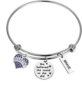 img 3 attached to 🎗️ BAUNA Diabetes Awareness Bracelet | Inspiring Blue Ribbon Gift for Diabetes Survivors | She Believed She Could So She Did | Encouragement Jewelry for Diabetes Awareness