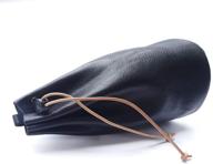 premium black leather drawstring pouch - high quality and genuine logo