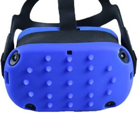 img 2 attached to 🔵 Esimen VR Protection Case for Oculus Quest - Premium Silicone Shell Cover with Anti-Throw, Sweatproof, Lightproof Design (Cap+Mask, Blue)