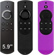 hjyuan 2 pack silicone anti slip shock proof cover case compatible with alexa voice remote for f tv (2017 edition) (2nd gen) / f tv stick (1st gen) remote control - 2pack black purple logo