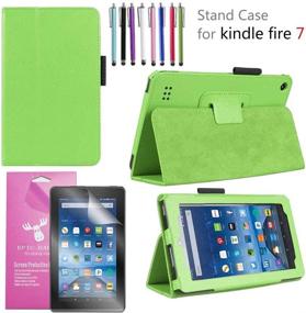 img 4 attached to 🔥 EpicGadget Premium PU Leather Case for Amazon Fire 7 (2019/2017 Release) + Screen Protector & Stylus - Green