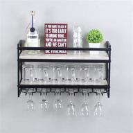 🍷 weven industrial 2-tier wood shelf wine rack with 6 glass holder - rustic white logo