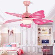 🦋 kwoking lighting creative butterfly wing ceiling fan light with remote control 5 blades led bedroom hanging fan light adjustable speed for children's bedrooms - pink логотип