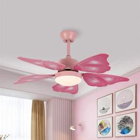 img 1 attached to 🦋 KWOKING Lighting Creative Butterfly Wing Ceiling fan Light with Remote Control 5 Blades LED Bedroom Hanging Fan Light Adjustable Speed for children's Bedrooms - Pink