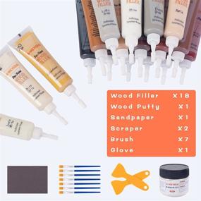 img 1 attached to Wood Floor and Furniture Repair Kit – Wood Filler Scratch Repair for Hardwood Laminate Floor and Furniture Touch Up – Restore Any Wood – Oak, Cherry, Walnut – 18 Colors with Putty – Gray, Brown, White, Black