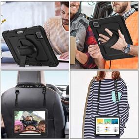 img 1 attached to 📱 SEYMAC Stock iPad Pro 11 2021/2020 Case - Drop-Proof Protection with 360° Rotating Stand, Hand Strap, Screen Protector & Pencil Holder (Black)