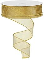 🎀 magideal sheer organza ribbon wired - tan gold color, 11/2'' x 50 yard: versatile craft accessory for elegant decorations logo