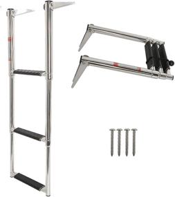 img 4 attached to 🚤 YaeMarine Stainless Steel Telescoping Boat Ladder - 3 Step Drop Ladder with Non-Slip Steps (Model 7331S)