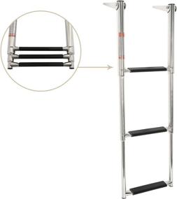 img 1 attached to 🚤 YaeMarine Stainless Steel Telescoping Boat Ladder - 3 Step Drop Ladder with Non-Slip Steps (Model 7331S)