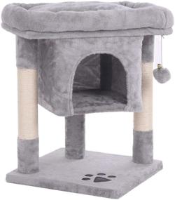 img 4 attached to Premium Cat Tree House Condo with Sisal Scratching Posts, Plush 🐱 Perch, Kitty Tower Furniture Bed - Complete Cat Activity Center and Playhouse