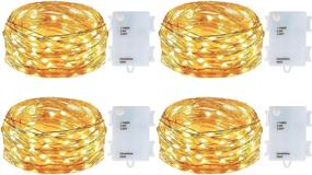 img 4 attached to Outdoor Mini LED Fairy Lights - 4 Pack Dewdrop Battery Operated Lights with Waterproof Battery Box, 30 🏞️ LEDs, 10 Feet Long - Ideal for Wedding, Christmas, Holiday Decor - 6 Hours ON/18 Hours OFF (Warm White)