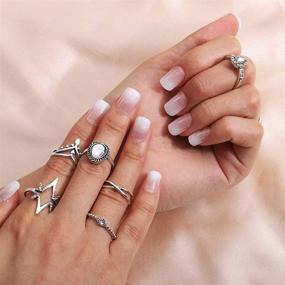 img 2 attached to 💅 Накладные ногти Bomine White Ombre - короткие квадратные глянцевые ложные акриловые накладные наконечники для женщин и девочек - 24 шт (Ombre White)