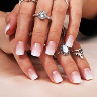 💅 накладные ногти bomine white ombre - короткие квадратные глянцевые ложные акриловые накладные наконечники для женщин и девочек - 24 шт (ombre white) логотип