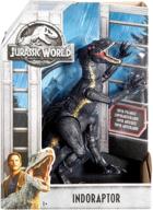 unleash the fierce indoraptor villain dinosaur of jurassic world! logo